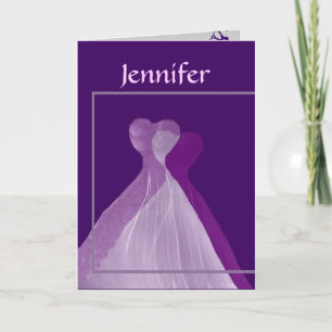 CUSTOM NAME Be My Bridesmaid with Purple Gowns Invitation