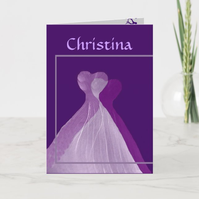 CUSTOM NAME Be My Bridesmaid with Purple Gowns Invitation (Front)