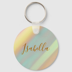 Custom Name Beach Coastal Pastel Key Ring