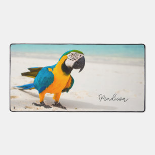Custom Name Beach Parrot Desk Mat