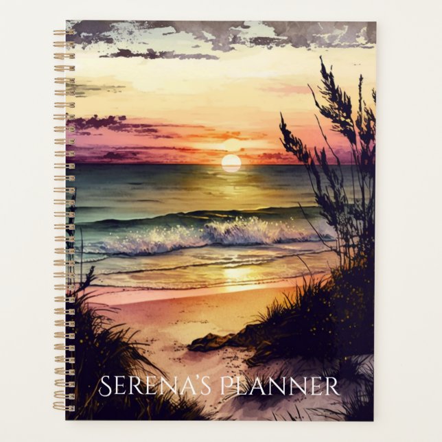 Custom Name Beach Planner, Custom Planner, Planner (Front)