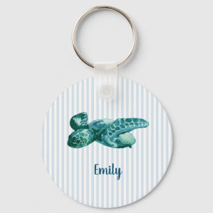 Custom Name Beach Sea Turtle Key Ring