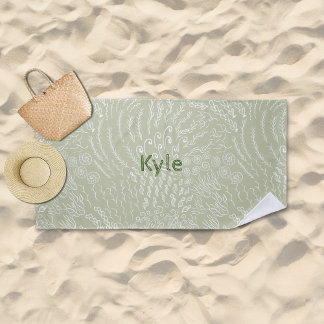 Custom Name Beach Towel –Sea Shell & Coral Print