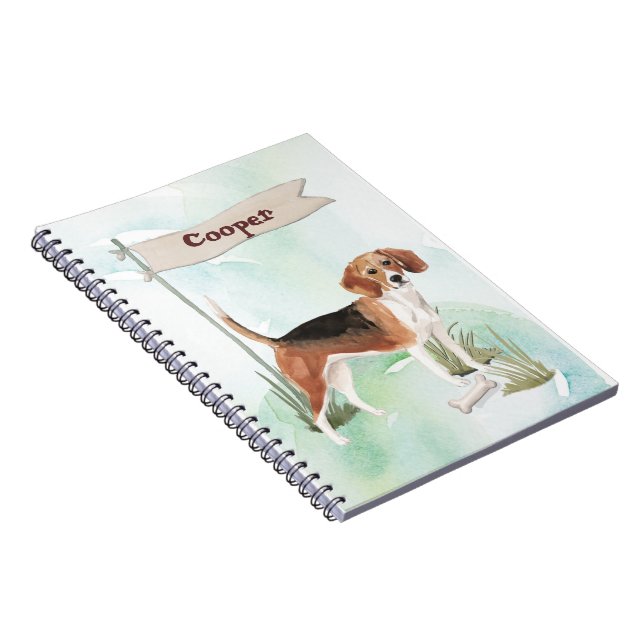 Custom Name Beagle Pet Dog Notebook (Right Side)