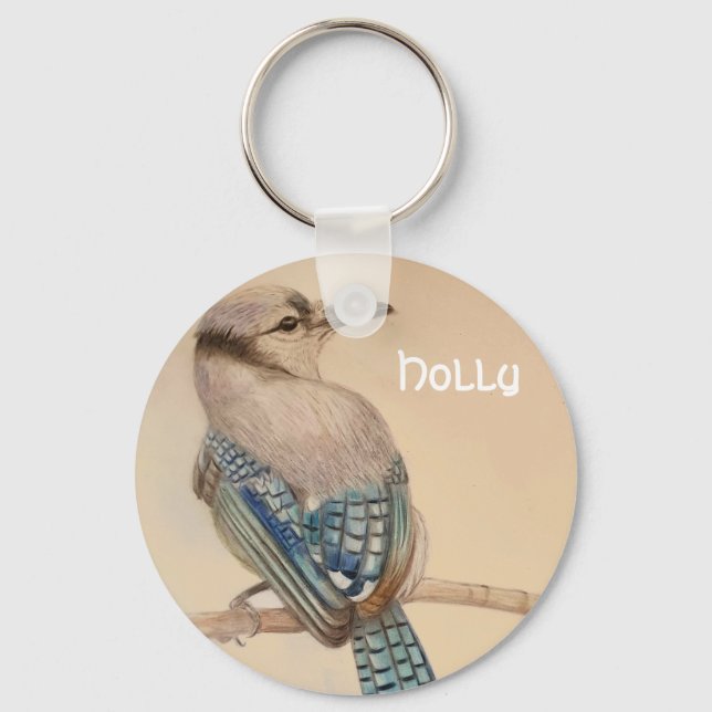 Custom Name Beautiful Bird  Key Ring (Front)