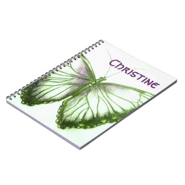 Custom Name Beautiful butterfly  Notebook (Left Side)