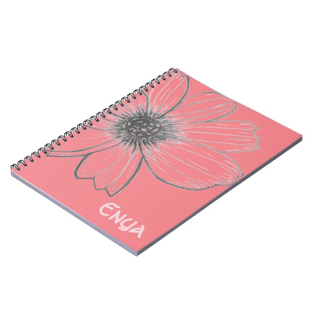 Custom Name Beautiful Flower design  Notebook (Left Side)