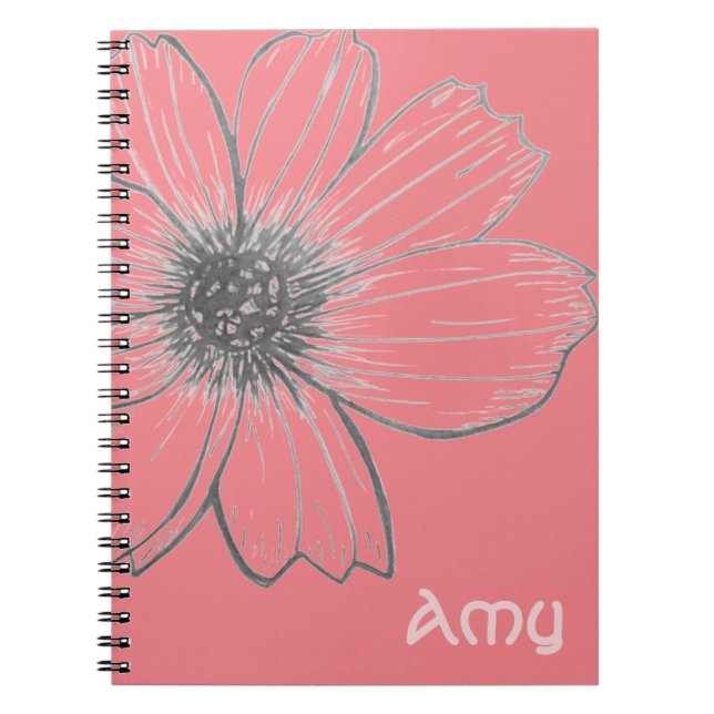 Custom Name Beautiful Flower design  Notebook (Front)