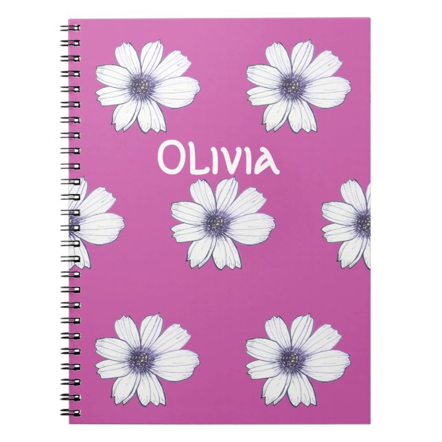 Custom Name Beautiful Flower pink design  Notebook (Front)
