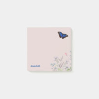 Custom Name Beautiful Morpho Butterfly Wildflowers