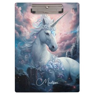 Custom Name Beautiful Unicorn Clipboard