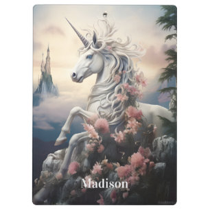 Custom Name Beautiful Unicorn Clipboard