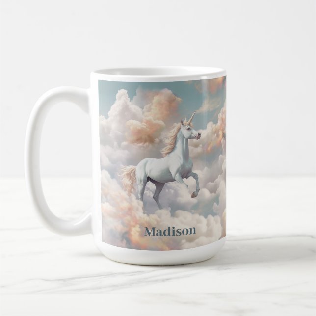 Custom Name Beautiful Unicorn Coffee Mug (Left)