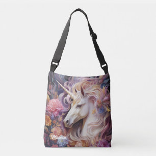 Custom Name Beautiful Unicorn Crossbody Bag