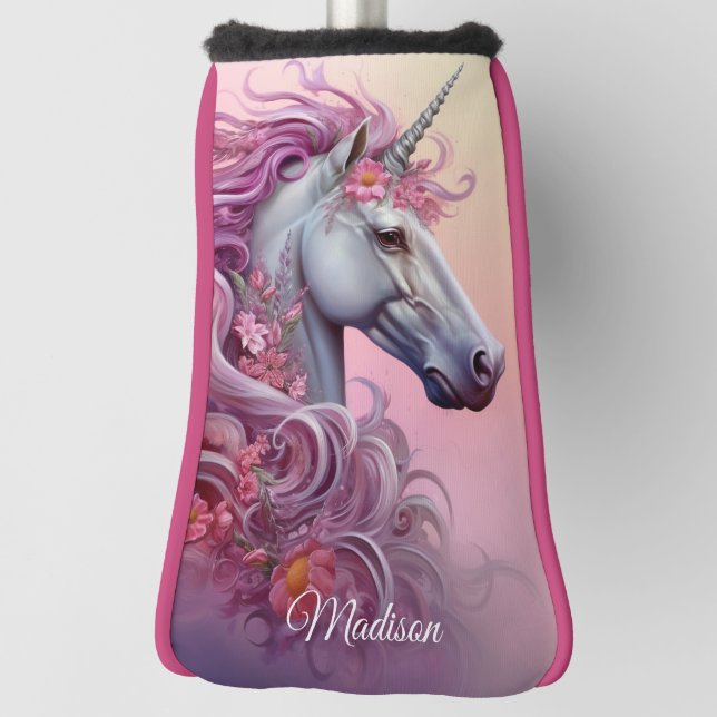 Custom Name Beautiful Unicorn Golf Head Cover (Rotate 90)