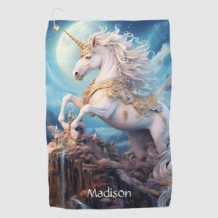 Custom Name Beautiful Unicorn Golf Towel