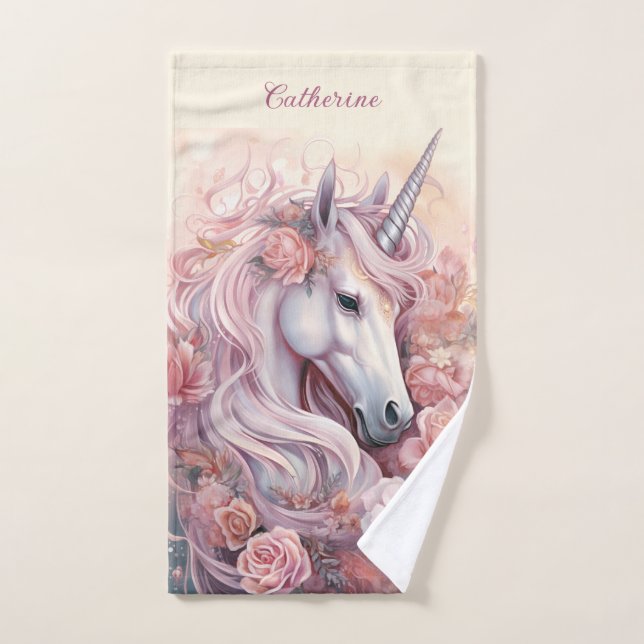 Custom Name Beautiful Unicorn Hand Towel (Hand Towel)