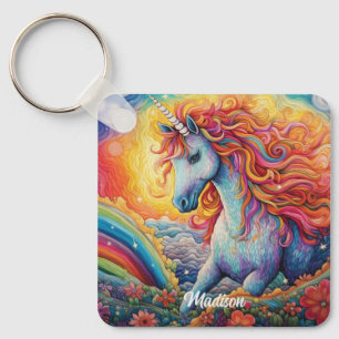 Custom Name Beautiful Unicorn Key Ring