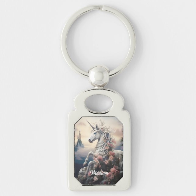 Custom Name Beautiful Unicorn Key Ring (Front)