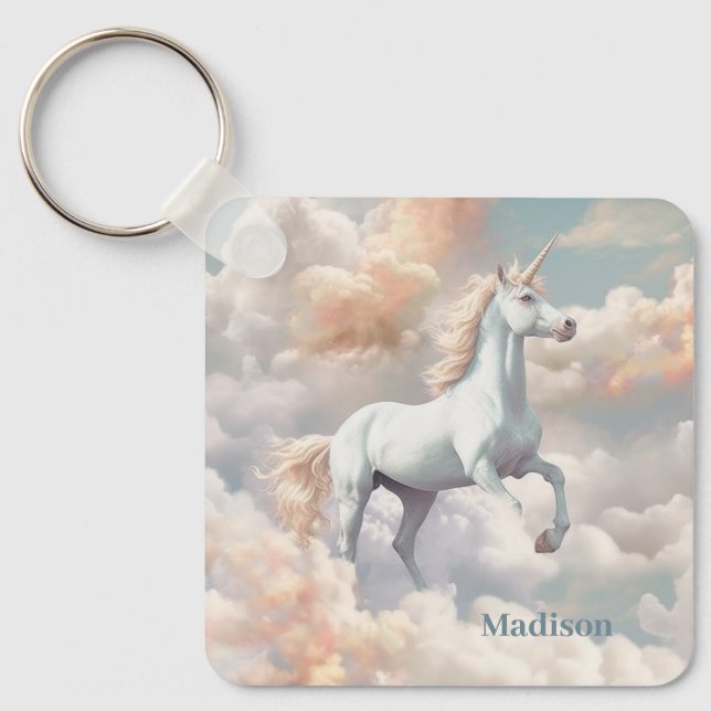 Custom Name Beautiful Unicorn Key Ring (Front)