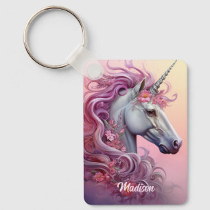 Custom Name Beautiful Unicorn Key Ring