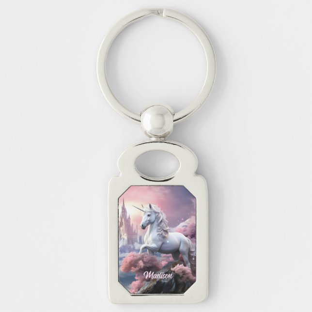 Custom Name Beautiful Unicorn Key Ring (Front)