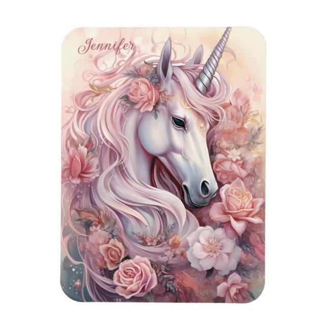 Custom Name Beautiful Unicorn Magnet (Vertical)