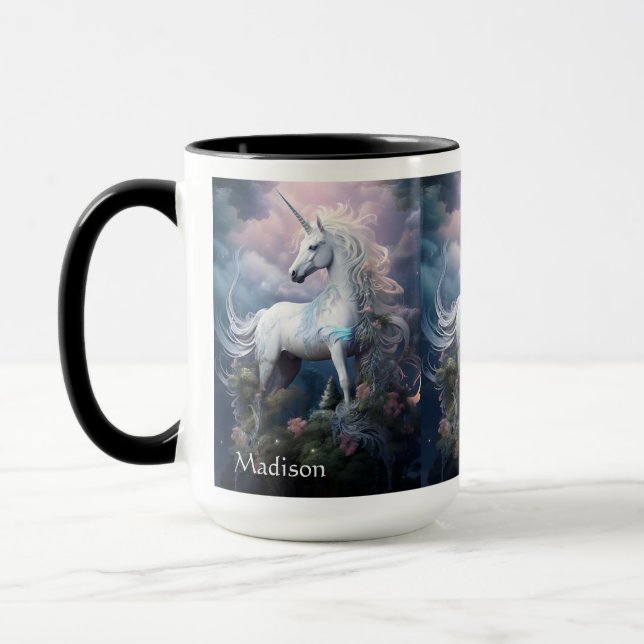 Custom Name Beautiful Unicorn Mug (Left)