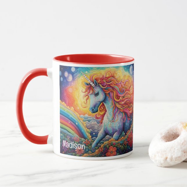 Custom Name Beautiful Unicorn Mug (With Donut)