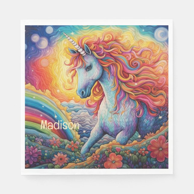 Custom Name Beautiful Unicorn Napkin (Front)