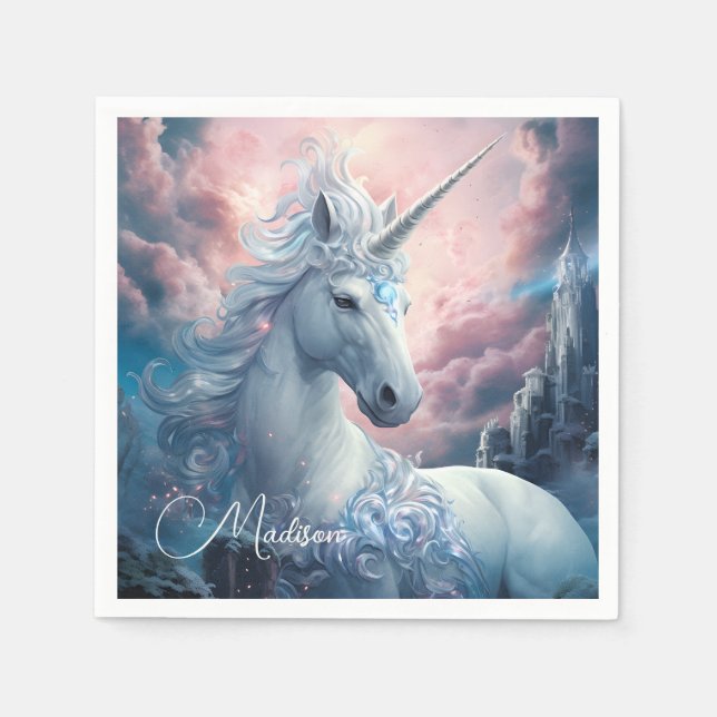 Custom Name Beautiful Unicorn Napkin (Front)