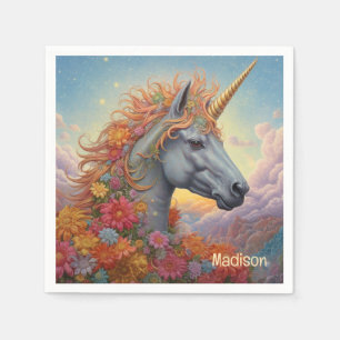 Custom Name Beautiful Unicorn Napkin