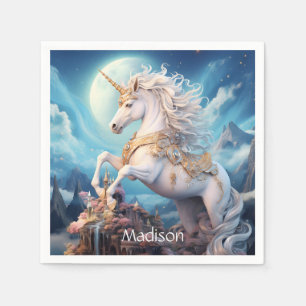 Custom Name Beautiful Unicorn Napkin