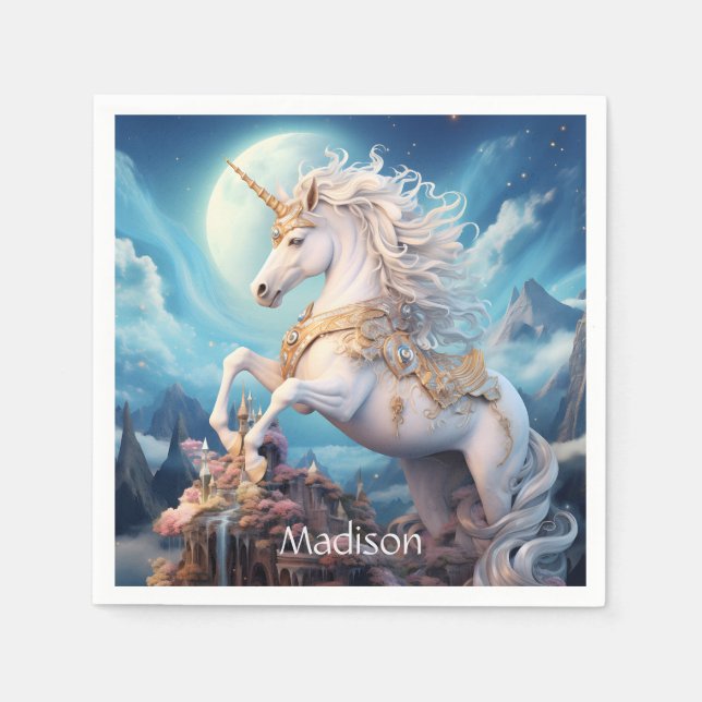 Custom Name Beautiful Unicorn Napkin (Front)