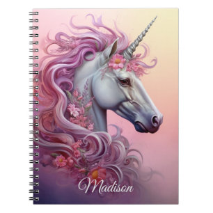 Custom Name Beautiful Unicorn Notebook