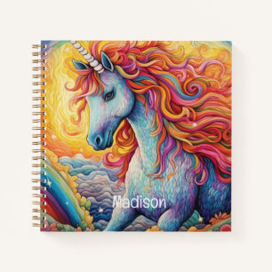 Custom Name Beautiful Unicorn Notebook