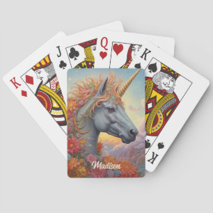 Custom Name Beautiful Unicorn Playing Cards