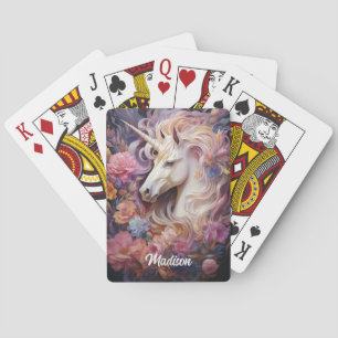 Custom Name Beautiful Unicorn Playing Cards