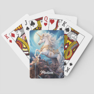 Custom Name Beautiful Unicorn Playing Cards