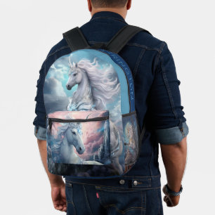 Custom Name Beautiful Unicorn Printed Backpack