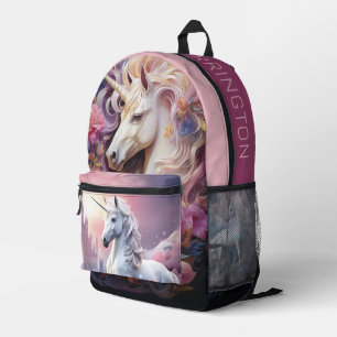 Custom Name Beautiful Unicorn Printed Backpack