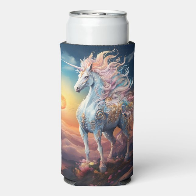 Custom Name Beautiful Unicorn Seltzer Can Cooler (Seltzer Back)