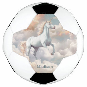 Custom Name Beautiful Unicorn Soccer Ball