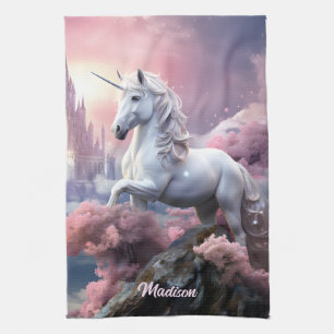 Custom Name Beautiful Unicorn Tea Towel