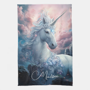Custom Name Beautiful Unicorn Tea Towel