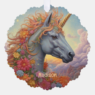 Custom Name Beautiful Unicorn Tree Decoration Card