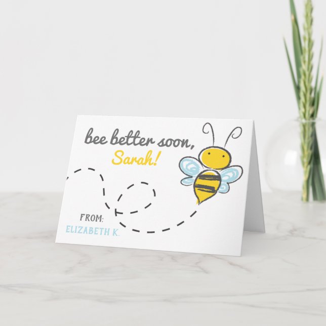 *Custom name* bee better soon! Cute Get well Card (Front)