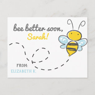 *Custom name* bee better soon! Cute Get well Postcard