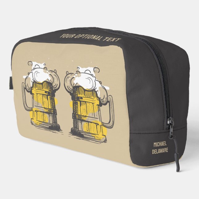 Custom Name Beer Ilustration Dopp Kit (Right Corner)