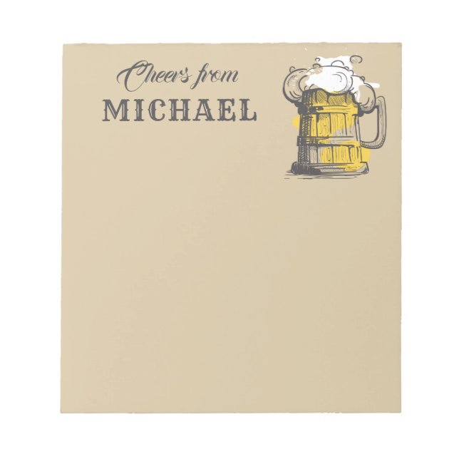 Custom name Beer Ilustration Notepad (Front)